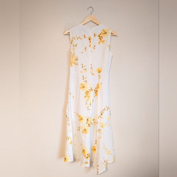 adL Linen Blend White and Yellow Floral Dress - Picture 4 of 5